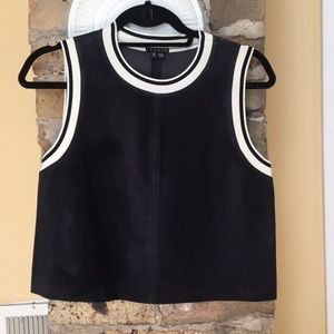 Theory Navy Suede Blouse